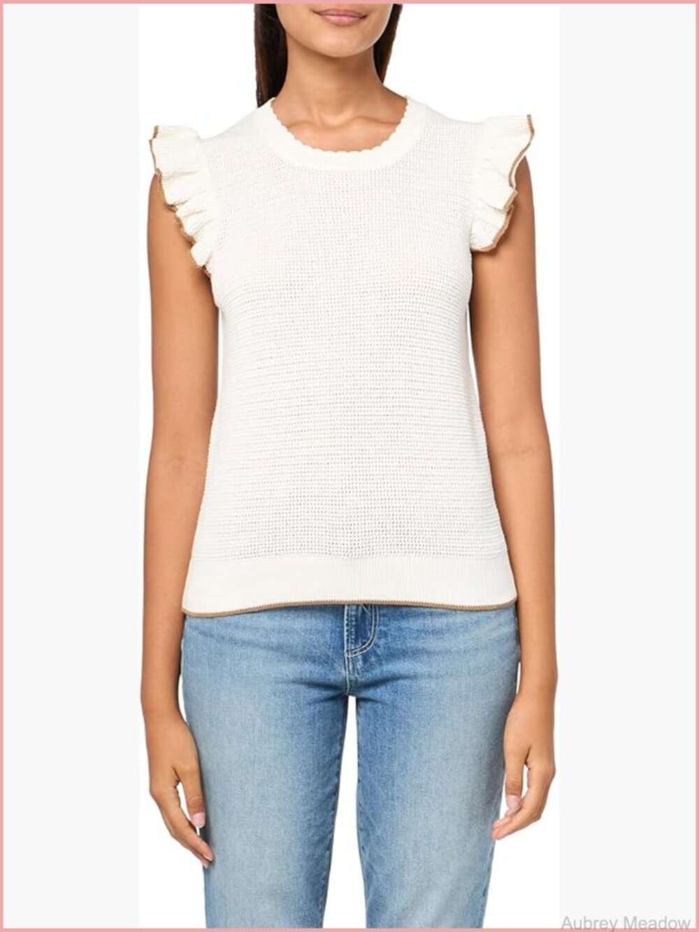 Solid Sleeveless Crewneck Sweater Tank Top